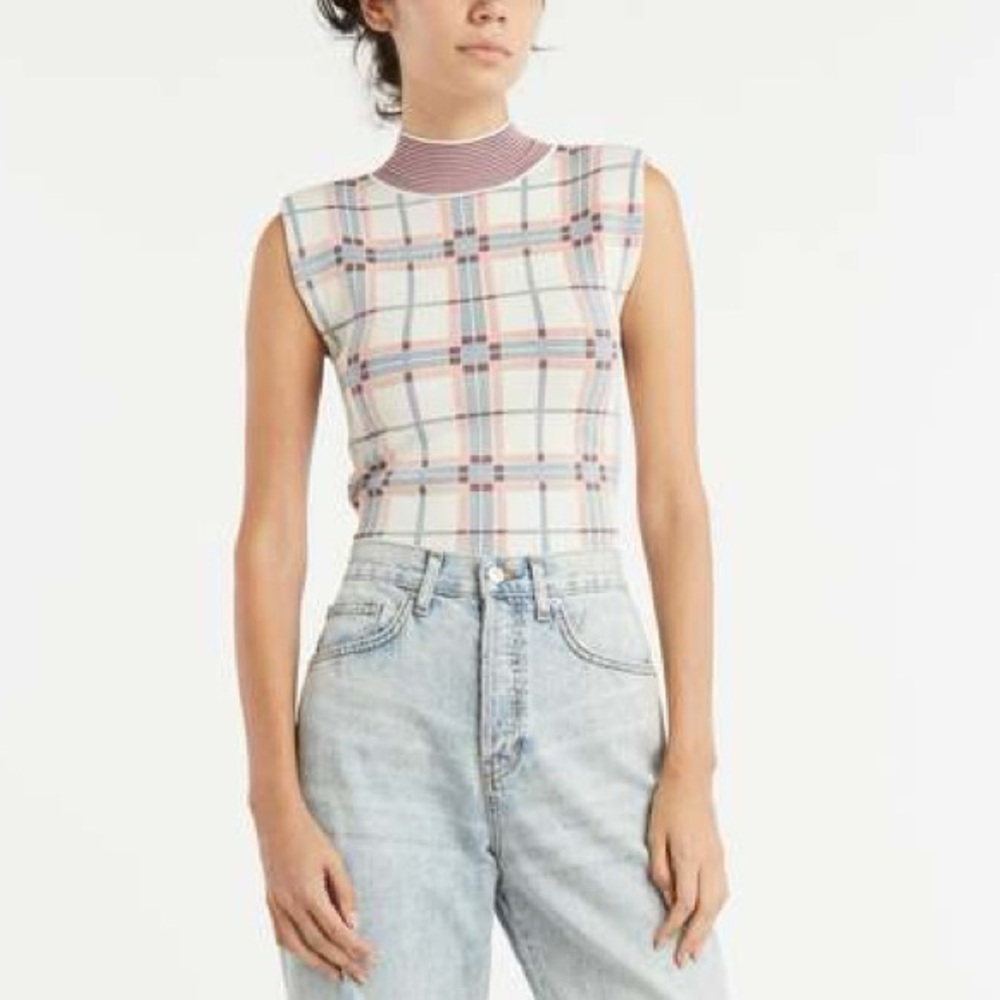 Veronica Beard Michler Knit Tank Top in Off-White Multi